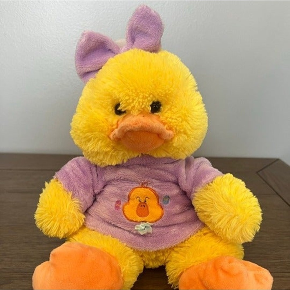 Goffa Angry Easter Chick A Dee Plush Yellow Purple Duckie Shirt Matching Bow 10"